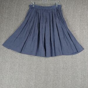 CHAUS SPORT WOMENS VTG 90S BLUE WHITE POLKA DOT DRAWSTRING KNEE LENGTH SKIRT M